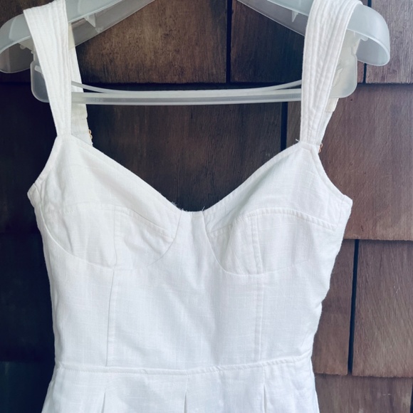 Aqua Corset  Lace Up Stitched Straps Linen White Mini Dress - 100% Exclusive S - Picture 7 of 13